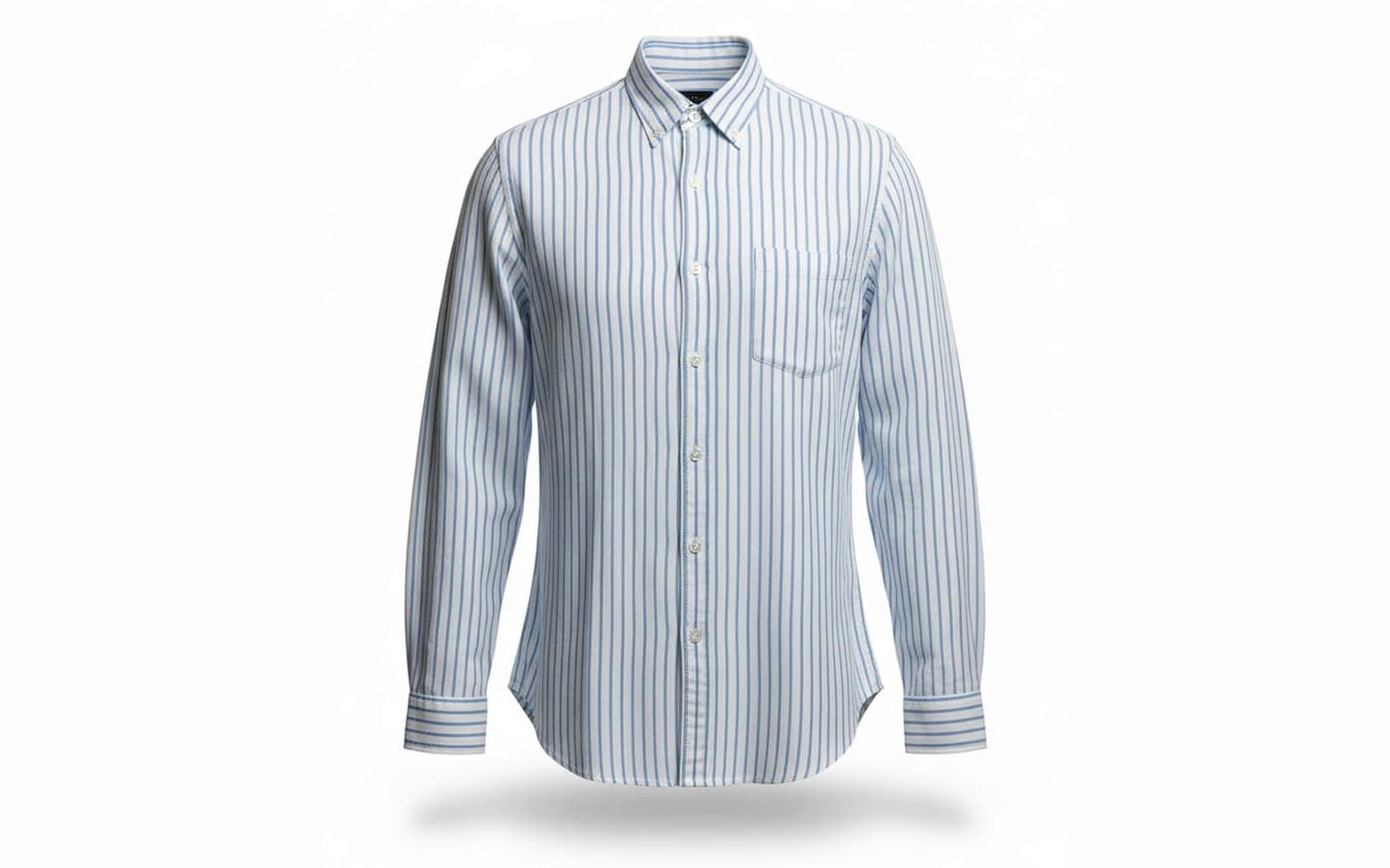 Ghost Mannequin result: a striped shirt rendered on an invisible mannequin against a clean white background.